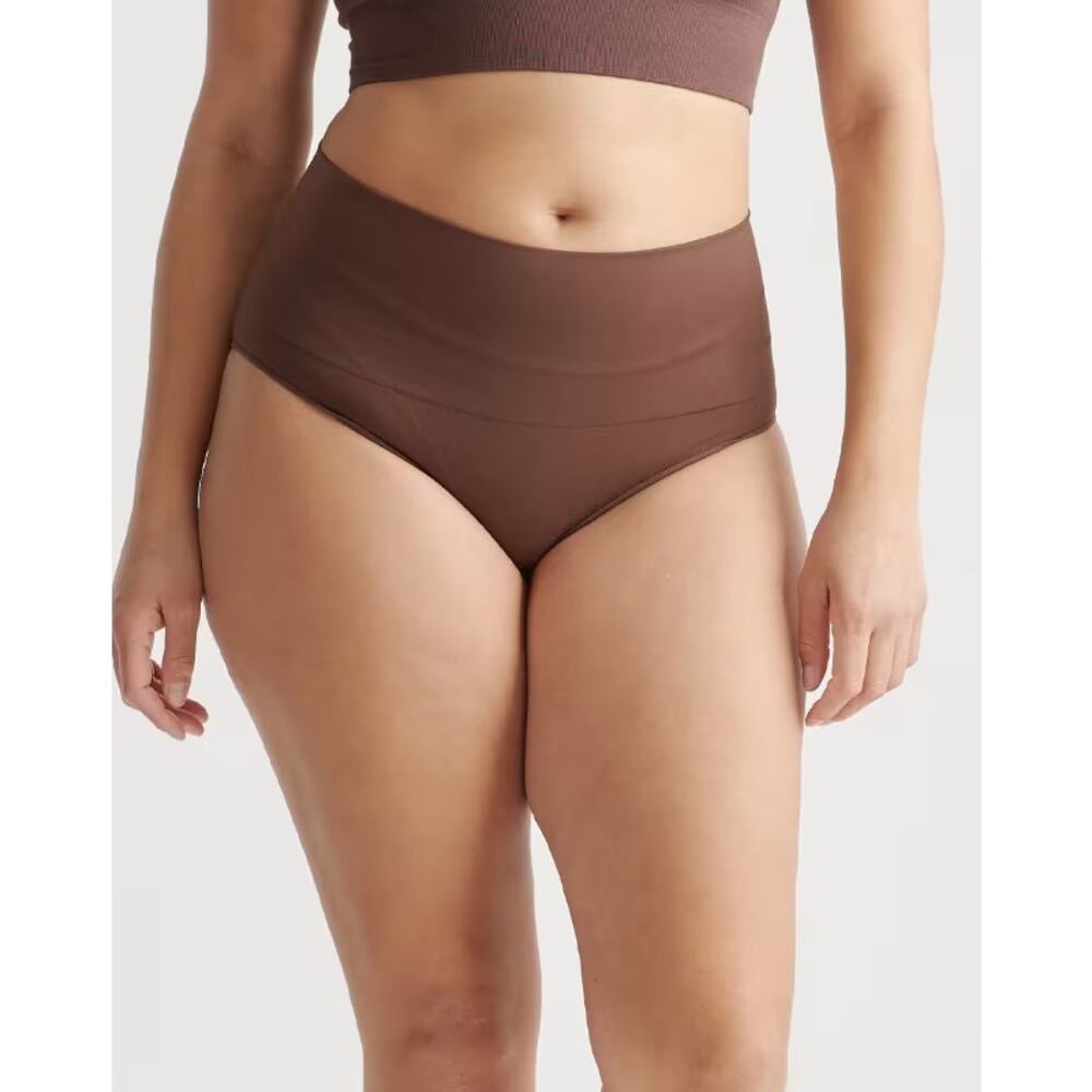 Quince Shaping High-Waisted Seamless Brief Underwear Women's Size M Brown NWT